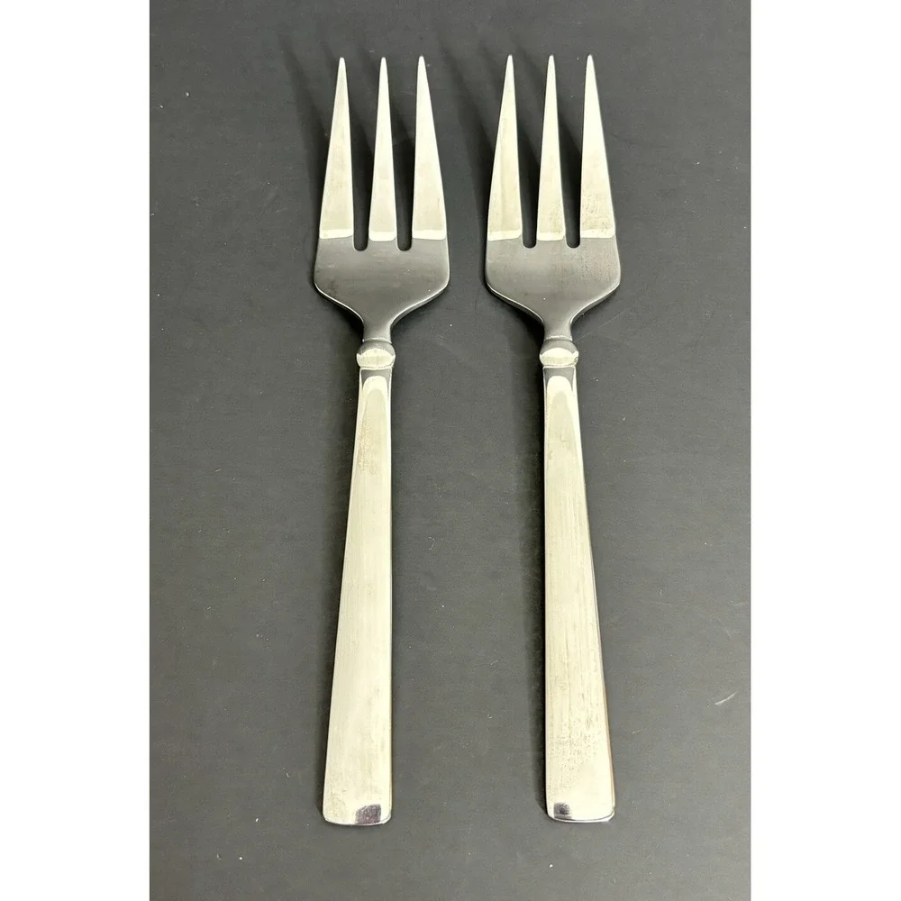 Oneida Attalia 2 Meat Serving Forks and 1 Slotted Spoon Stainless Flatware